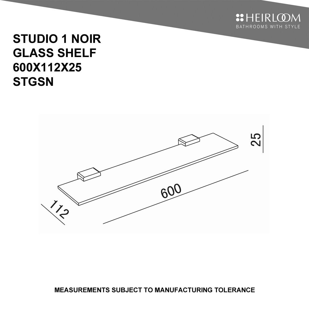 STUDIO 1 NOIR GLASS SHELF - Image 2
