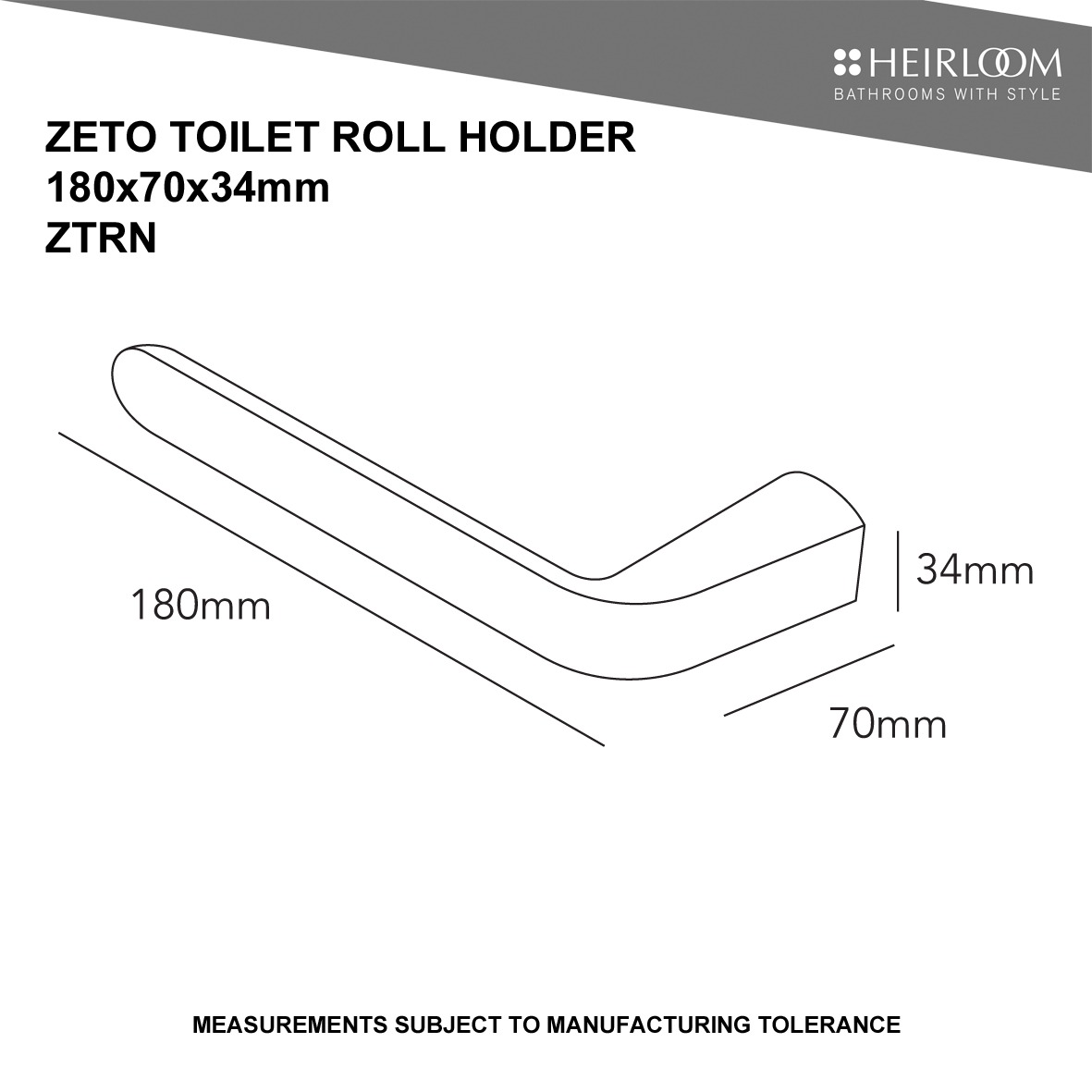 ZETO TOILET ROLL HOLDER STRAIGHT ARM - Image 2