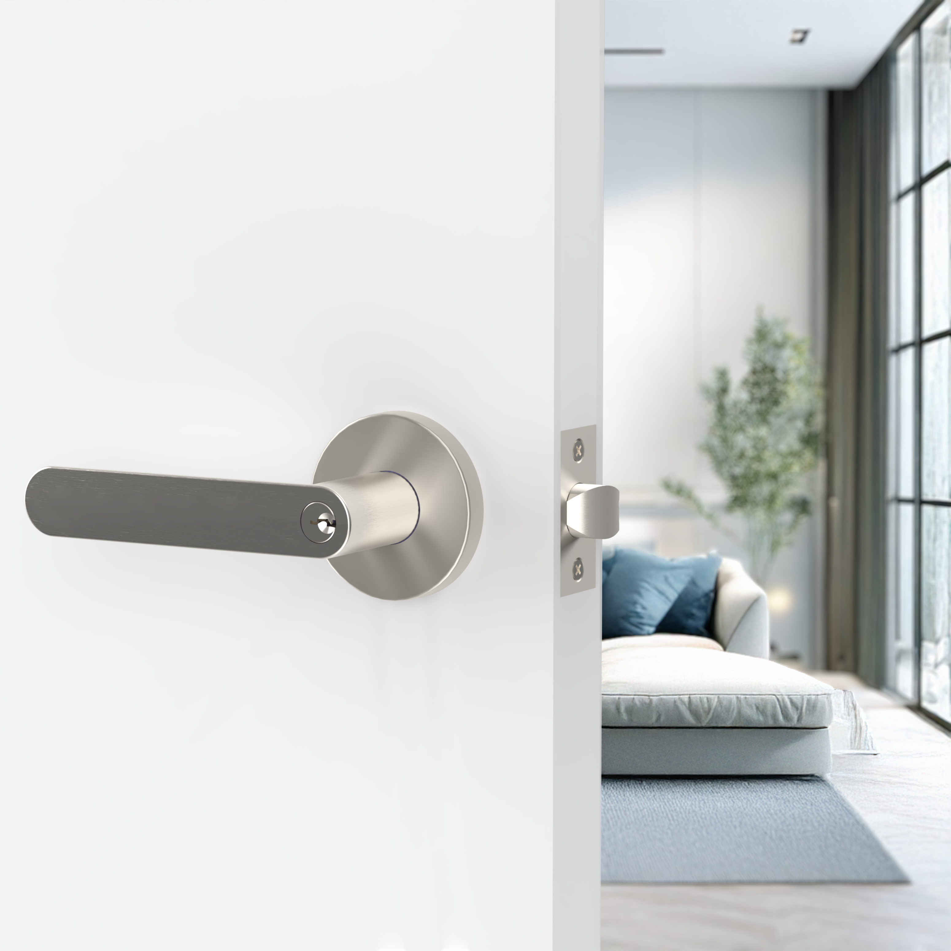 Jun Lever Handle In Matt Brushed Nickel - Image 2