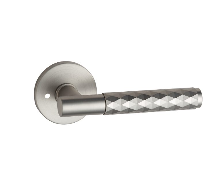 Round Low-Profile Rose in MBN finish with Diamante Lever in FOUR different finishes